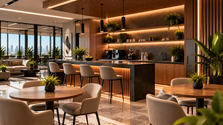 Lounge / Sosyal Alanlar — coffee point ve kısa mola alanı